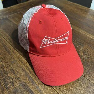 Budweiser Trucker Hat Snap Back Red & White Official